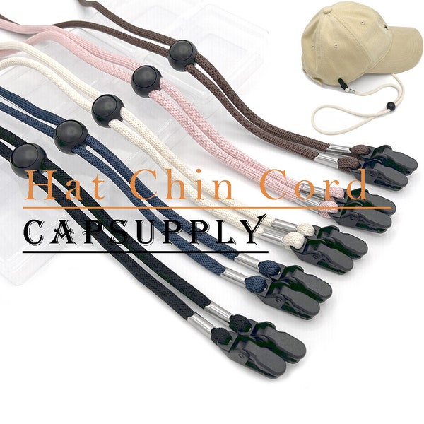 Sucrain 5 Pieces Adjustable Hat Strap Clips Hat Chin Cord for Golfing, Fishing, Boating