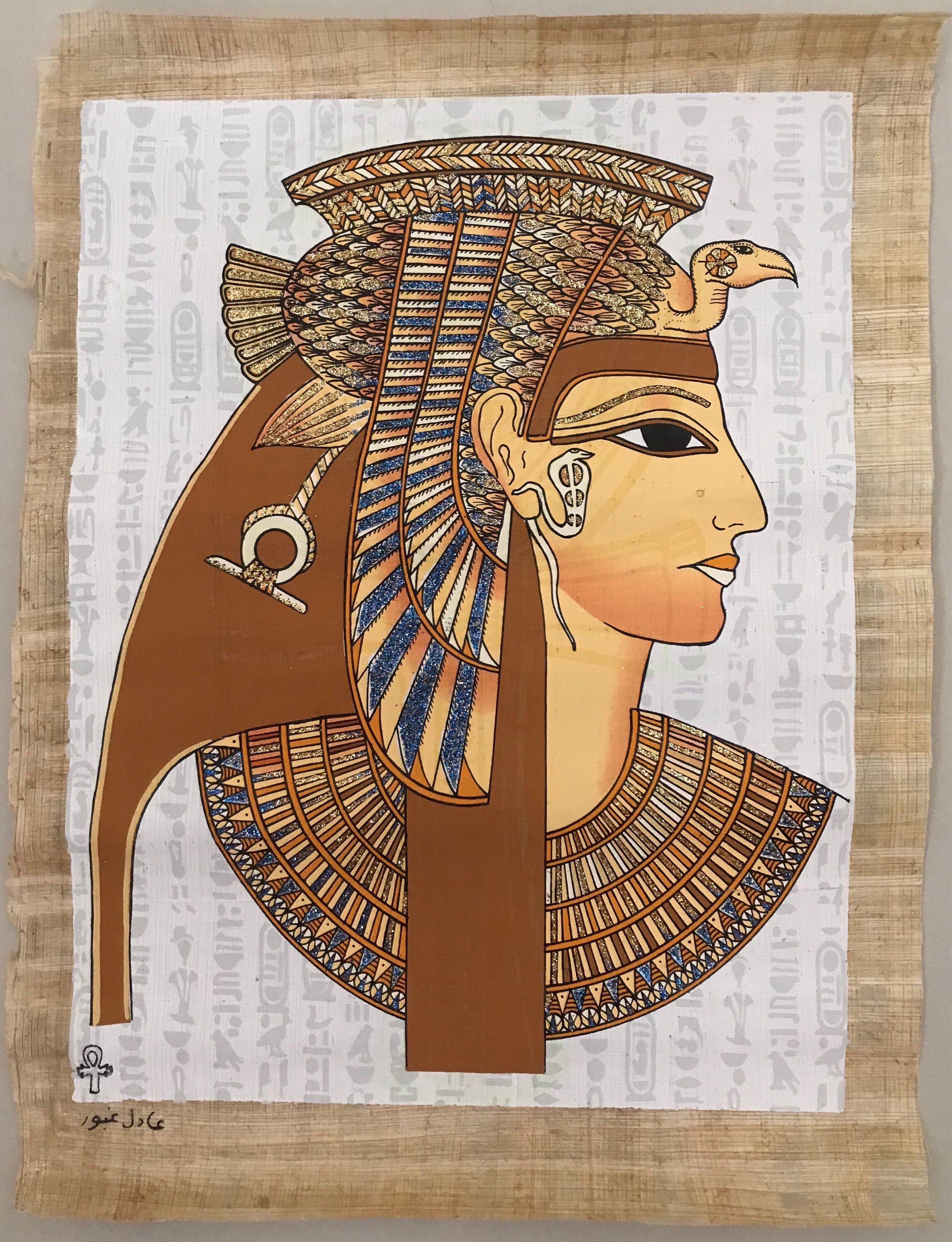 Queen Cleopatra Wall Art on Authentic Papyrus Paper | Etsy