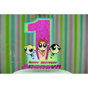 PowerPuff Girl Cake Topper / PowerPuff Girl Cupcake Topper / Primer cumpleaños / PowerPuff Girl Cumpleaños / Fiesta de cumpleaños de niña / Fiesta de cumpleaños /
