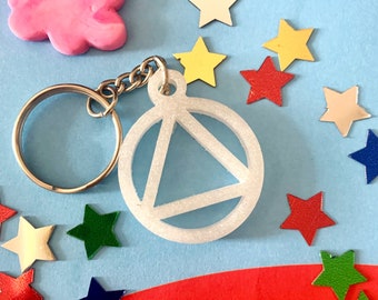 Sobriety White Resin Key Ring / keychain / Sobriety keyring Gift, Alcoholics anonymous bag charm