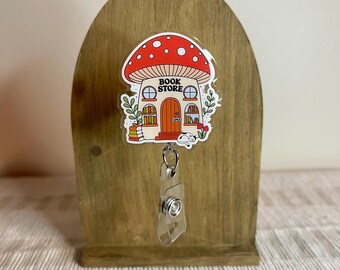 Mushroom Bookstore Badge reel