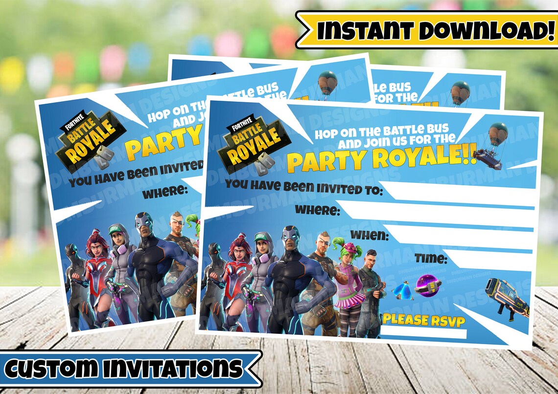 Fortnite Birthday Party Invitation HD printable Kids party Etsy