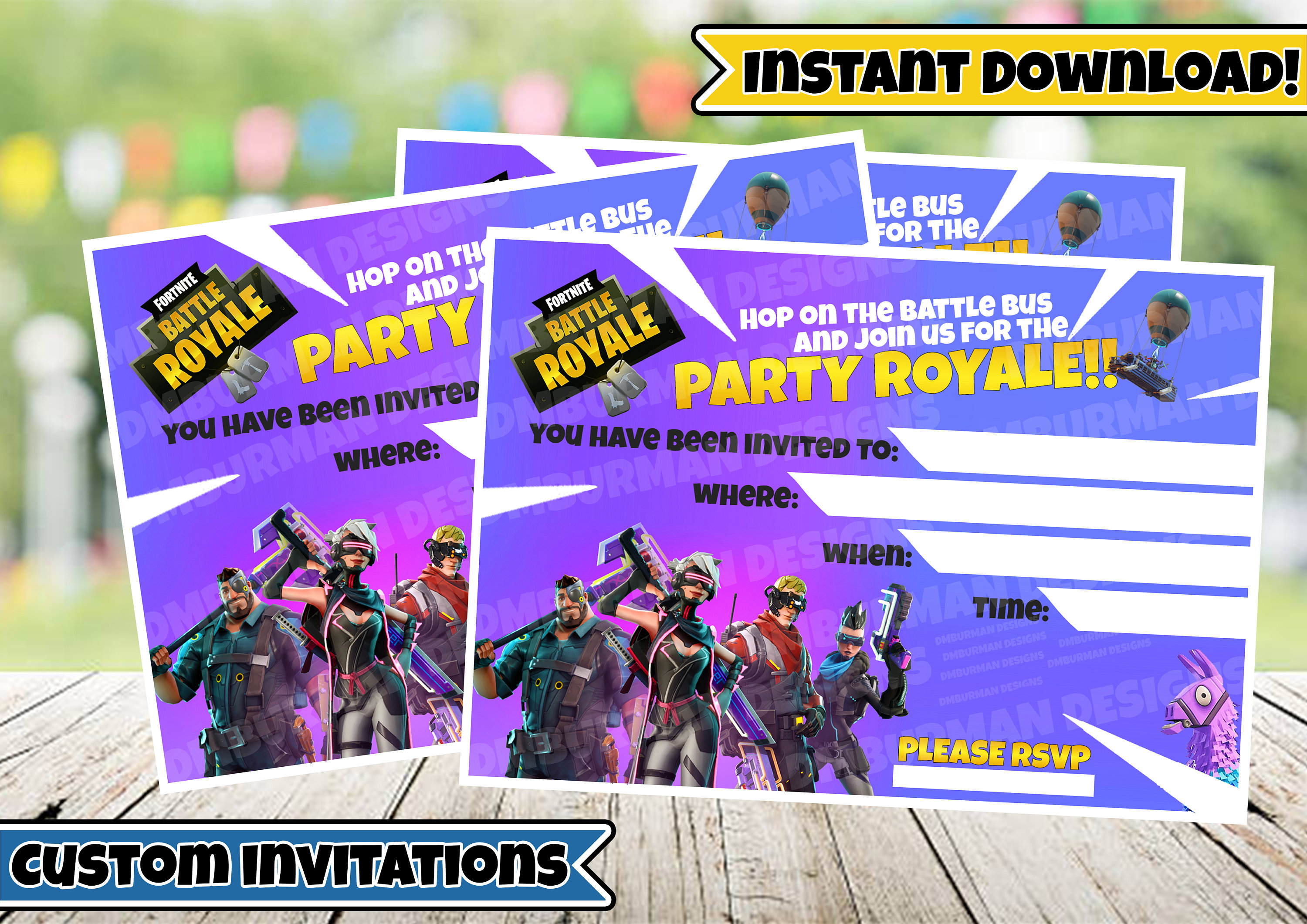 Fortnite Birthday Party Invitation Printable Invitation - 