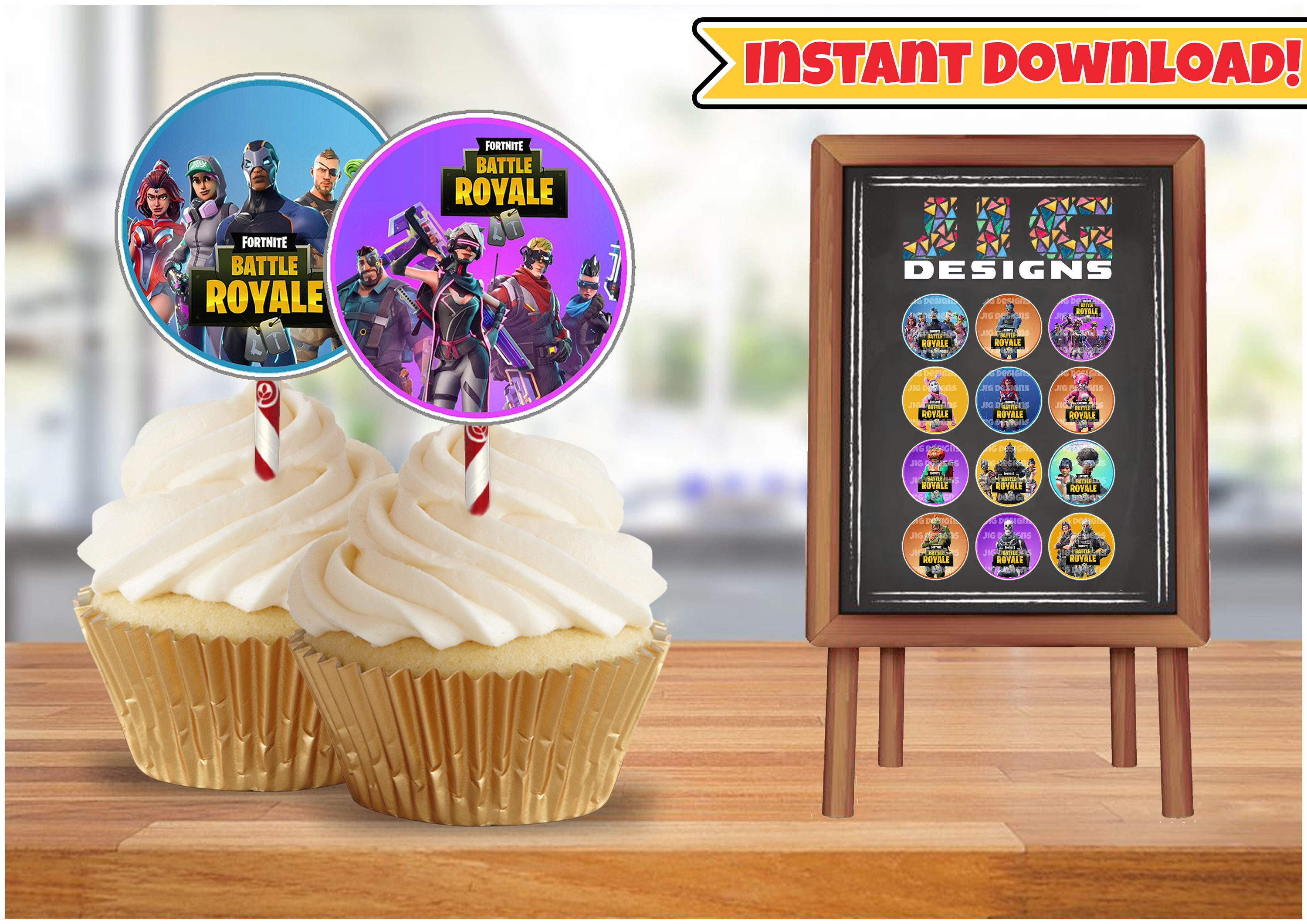 Premium Fortnite HD Printable Cupcake Toppers Game Battle | Etsy