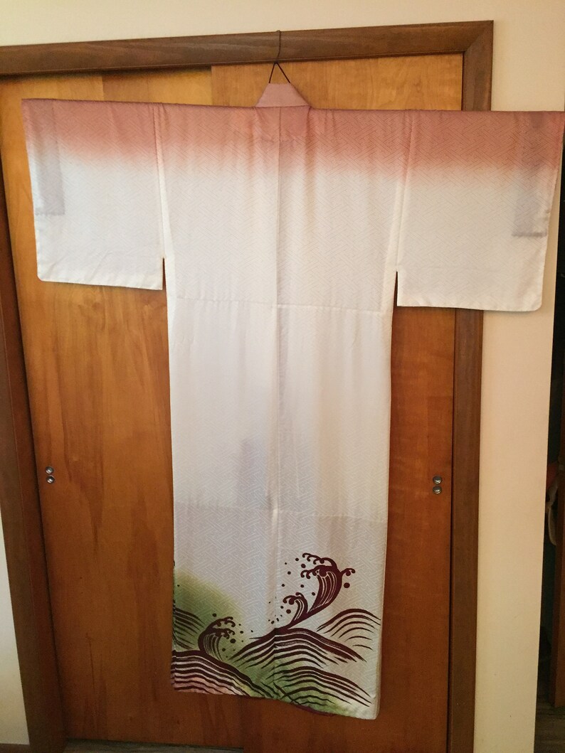 Hand painted with silver birds Men/'s Silk Kimono