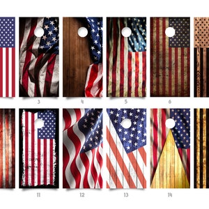 CHOOSE YOUR DESIGN! 2 Waterproof Cornhole Wraps / United States Flag Design / Laminated / Easy to Apply / Cornhole Skins  / Patriotic / Gift