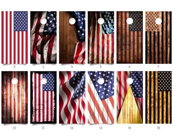 CHOOSE YOUR DESIGN! 2 Waterproof Cornhole Wraps / United States Flag Design / Laminated / Easy to Apply / Cornhole Skins  / Patriotic / Gift