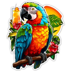 WATERPROOF Parrot Sticker, It's 5 O'clock Somewhere Decal, Laminated, Non-Fading, UV Resistant, Drinking Decals, Easy to Apply! #5