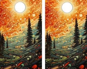 WATERPROOF & NON FADING Cornhole Wraps - Solar Artwork  - Easy to Apply / Decals / Skins / Stickers / Custom Art  / Board / Board Art