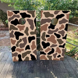 WASSERDICHTE & NICHT VERBLASENDE Cornhole Board Wraps - Tarnmuster Aufkleber - Laminiert / Einfach anzubringen / Taktisch / Militär / Camo / Wüste / Amerika