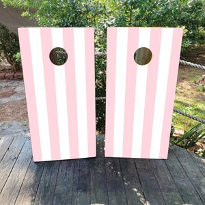 WATERPROOF & NON FADING Cornhole Board Wraps - Pink and White / Breast Cancer Support / Bachelorette Party / Baby Shower - Laminated