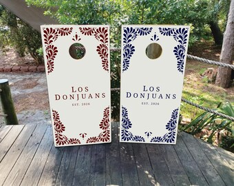 Wedding Cornhole Board Wraps / Custom Talavera Design