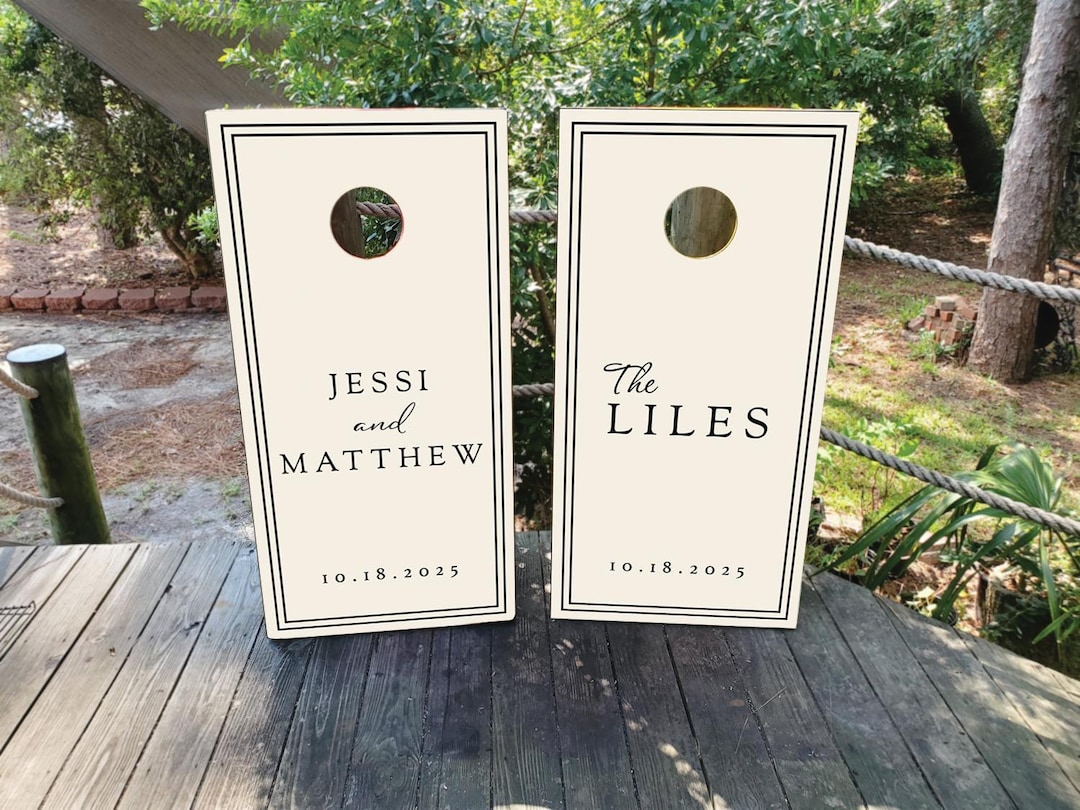 Wedding Cornhole Board Wraps / Custom Minimalist Design in Ivory