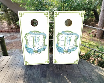 WATERPROOF & NON-FADING: Custom Wedding Cornhole Wraps with Your Personalized Monogram