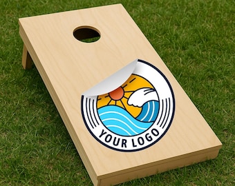 Two Custom Cornhole Board Decals, Permanent or Removable, Waterproof Stickers