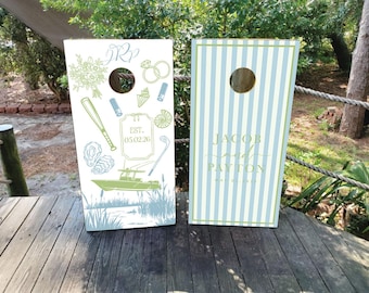 WATERPROOF & NON-FADING Custom Wedding Cornhole Wraps / Personalized Wedding Gift