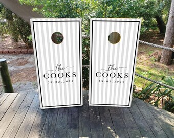 WATERPROOF & NONFADING Custom Wedding Cornhole Wraps and Boards / Black and White Design