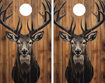 Fichier d'impression : Rustic Deer Cornhole Wrap - PDF numérique à télécharger (24,5 x 48,5 po.) | Sticker Cornhole Board | Conception imprimable d'emballage cornhole bricolage