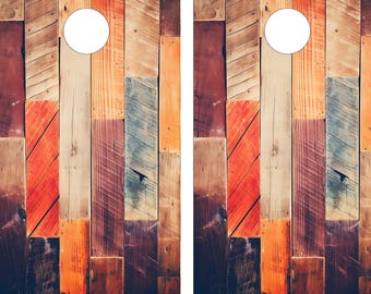 Print Datei: Boho Wrap mit Holzmaserung - Digitaler Download PDF (62cm x 128cm) | Cornhole Brett Aufkleber | DIY ausdruckbares Cornhole Wrap Design