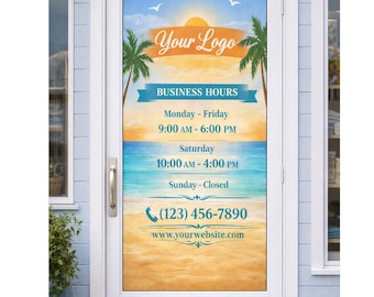 Business Decal for Storefront Doors | Full Coverage Window Vinyl | Perforated