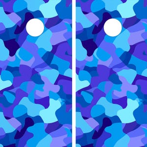 Imprimir arquivo: Blue Camouflage Cornhole Wrap - Download digital PDF (24,5&quot; x 48,5&quot;) | Decalque de tabuleiro de cornhole | Design de Cornhole Wrap para impressão DIY