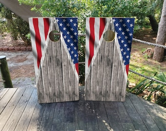 WATERPROOF & NON FADING American Flag Cornhole Board Wraps! Easy To Apply, Custom Designs, Custom Logo, Creative Cornhole Designs, Patriotic