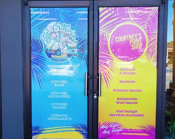 Custom, Perforated Door and Window Decals / Perforated Vinyl / Let Us Make Your Perfect Design! / Door and Window Stickers for Businesses