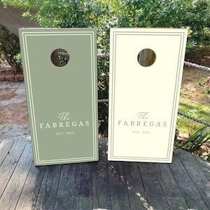 WATERPROOF & NON-FADING Custom Wedding Cornhole Wraps / Wedding Logo / Elegant / Olive and Cream / Personalized Wedding Gift
