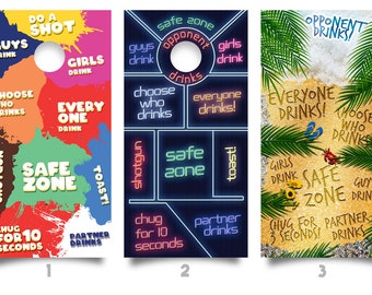 Envolturas para Cornhole tamaño TAILGATE de 2 x 3 pies para juego de beber - Pegatinas impermeables para Cornhole para tableros - Calcomanías para Cornhole - Laminadas, fáciles de instalar