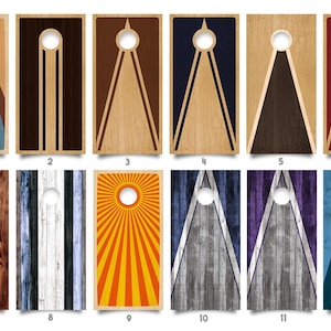 CHOOSE YOUR DESIGN! 2 Waterproof Cornhole Wraps / Wood Grain Designs! / Laminated / Easy to Apply / Cornhole Skins / Professional / Glossy
