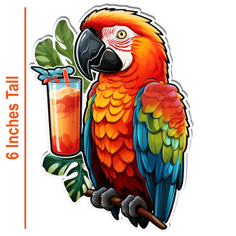 WATERPROOF & Non-Fading Parrot Sticker - 6 Inch Decal / Perfect for Golf Carts , Laptops, Tumblers, Vehicles, image 4