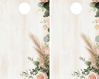 Print File: Wedding Cornhole Wrap - Digital Download PDF (24.5" x 48.5") | Cornhole Board Decal | DIY Printable Cornhole Wrap Design / Roses