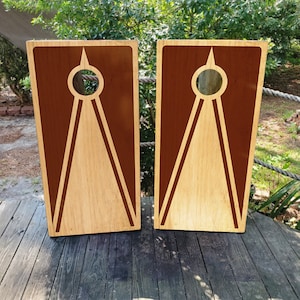 WATERPROOF & NON FADING Cornhole Board Wraps - Dark and Natural Wood Grain Design - Easy to Apply,  Custom Cornhole Design, Elegant, Wooden