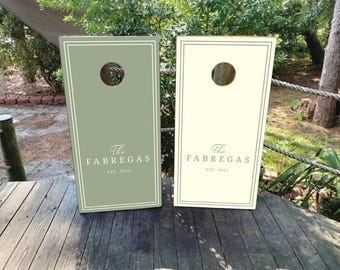 WATERPROOF & NON-FADING Custom Wedding Cornhole Wraps / Wedding Logo / Elegant / Olive and Cream / Personalized Wedding Gift