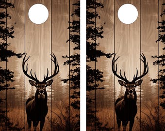 Print File: Rustic Deer Cornhole Wrap - Digital Download PDF (24.5" x 48.5") | Cornhole Board Decal | DIY Printable Cornhole Wrap Design