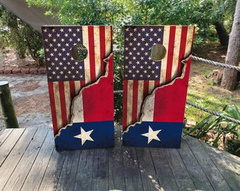 Texas Flag Cornhole Board Wraps – Waterproof Laminated Decal