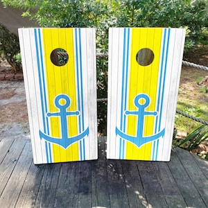 WATERPROOF & NON FADING Cornhole Wraps / Nautical Anchor / Beach Decor / Custom Gift / Personalized Cornhole Wrap / Custom Beach Wedding