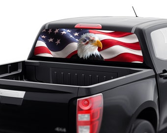Tobethay American Eagle Flag Rear Window Decal For Trucks - 65x22 Inch Perforated Vinyl, Customizable Fit - View #10