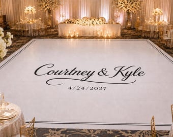 Removable Wedding Vinyl Decal /  Dance Floor Monogram / Bar Facade Sticker / Custom Names and Date / Reception Decor