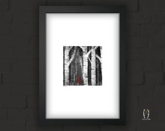 Little Red Riding Hood Fairy Tale Illustration - Signed Art Print
