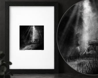 The Sword in the Stone - King Arthur Legend of Excalibur Illustration - Signed Art Print