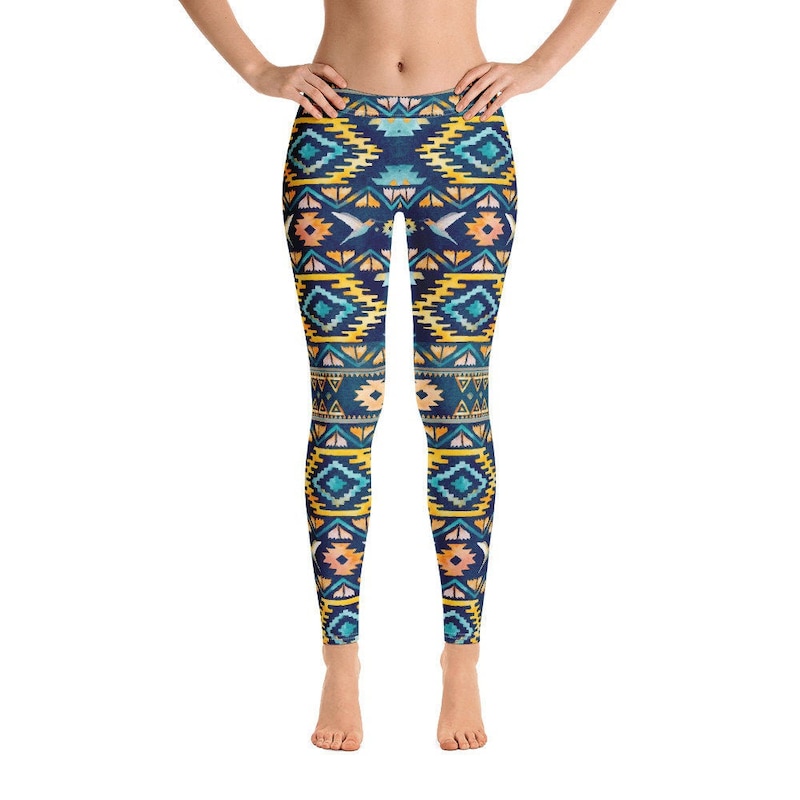 Hummingbird White Floral Drawing Pattern Print Pattern Women Leggings