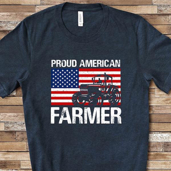 Proud American Farmer Shirt Farming Tractor T Shirt Great for Birthday Christmas or Father's Day Gifts for Dad or Grandfather