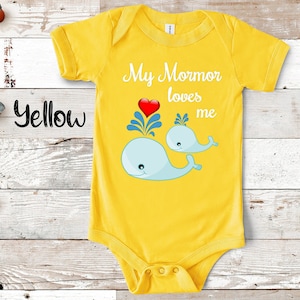 Mormor Loves Me Cute Whale Baby Bodysuit, Tshirt or Toddler Shirt Danish Norwegian Swedish Grandmother Gift or Pregnancy Reveal Announcement