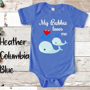 Bubbie Loves Me Cute Whale Baby Bodysuit, Tshirt or Toddler Shirt Israeli Jewish Yiddish Grandmother Gift or Pregnancy Reveal Announcement