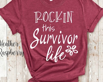 Camiseta Rockin This Cancer Survivor, camiseta de apoyo para la concientización sobre el cáncer, regalo de aliento para pacientes que luchan contra el cáncer