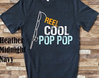 Reel Cool Pop Pop Shirt Tshirt Pop Pop Gift from Granddaughter Grandson Birthday Fathers Day Grandparent Gifts for Pop Pop