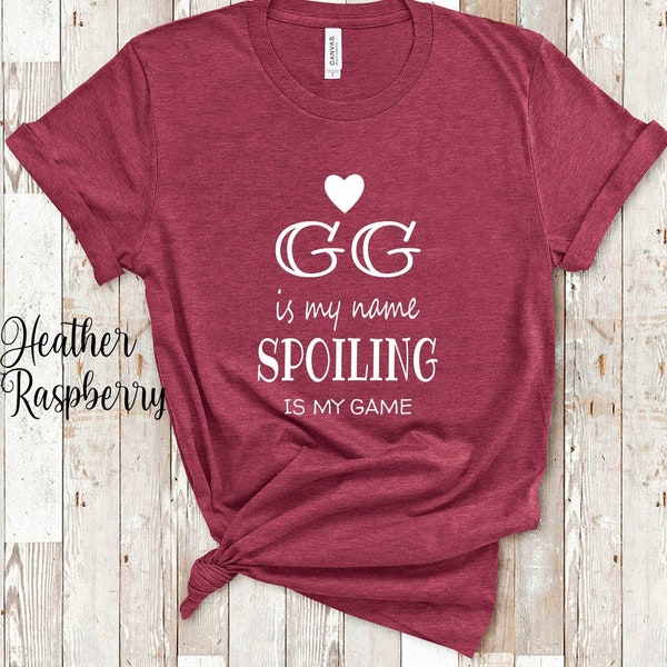 GG Is My Name Grandma Tshirt Special Grandmother Gift Idea for Mother's Day, Birthday, Christmas or Pregnancy Reveal Announcement