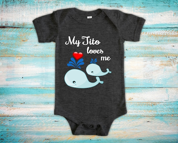 Tito Loves Me Cute Grandpa Name Whale Baby Bodysuit Tshirt or