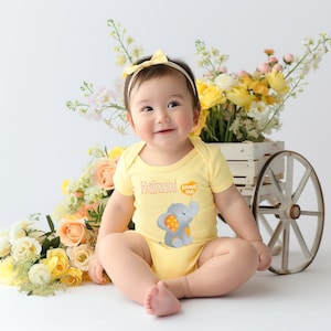 Halmoni Loves Me Cute Grandma Name Elephant Baby Bodysuit, Tshirt or Toddler Shirt Korean Grandmother Gift or Pregnancy Reveal Announcement